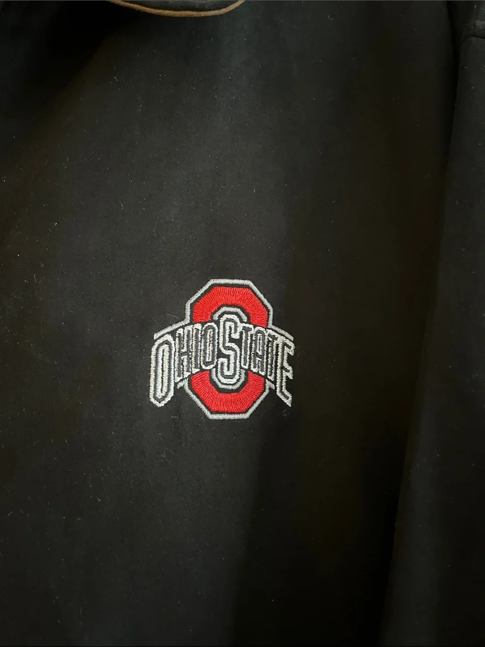 Cutter & Buck Black Lightweight Zip-Front Jacket with Red Ohio State Logo